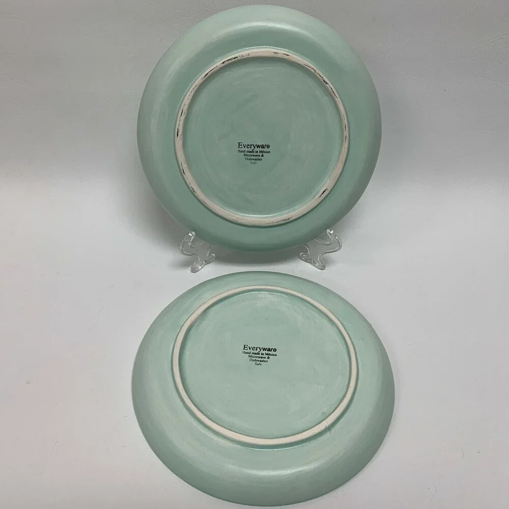 Everyware Salad Plates Hand made‎ in Mexico Lot of 2 - Heavy 9 5/8